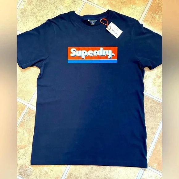 NWT Superdry men short sleeve t-shirt Large vintage trade tab nautical navy - Picture 1 of 3